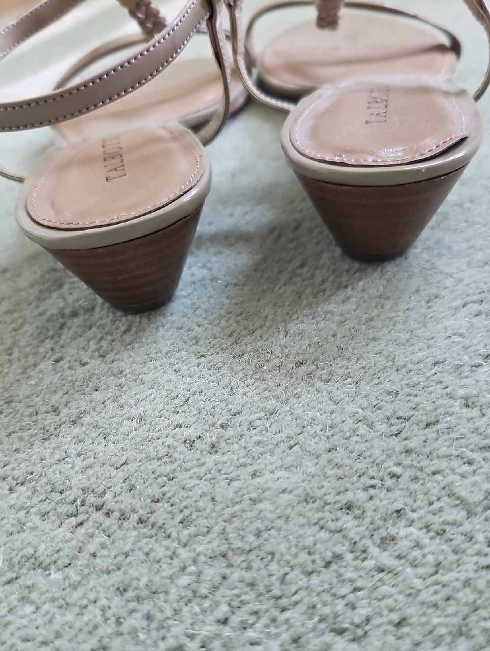 Talbots Beige Patent leather Braided T-Strap Sandals - Picture 3 of 6